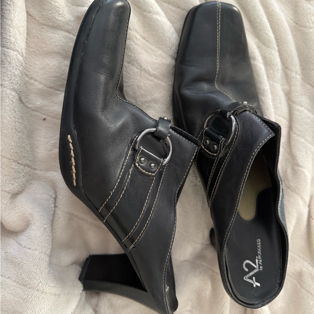 A2 by Aerosoles Black Leather mules